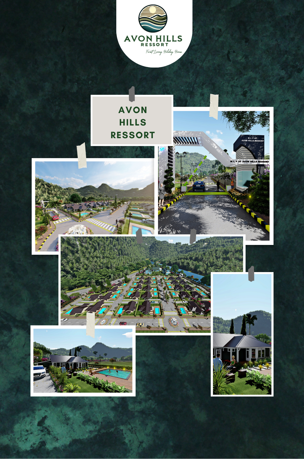 Mountain view and branding of Avon Hills Resort